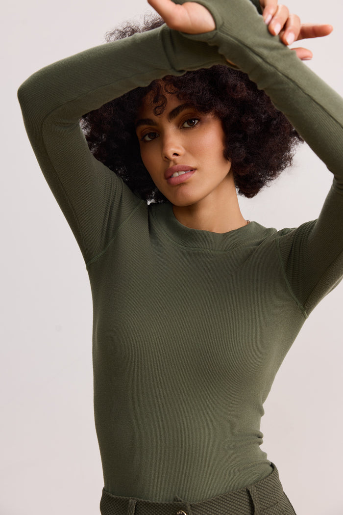 MAIA MICROMODAL SOFT RIB LONGSLEEVE - DEEP MOSS