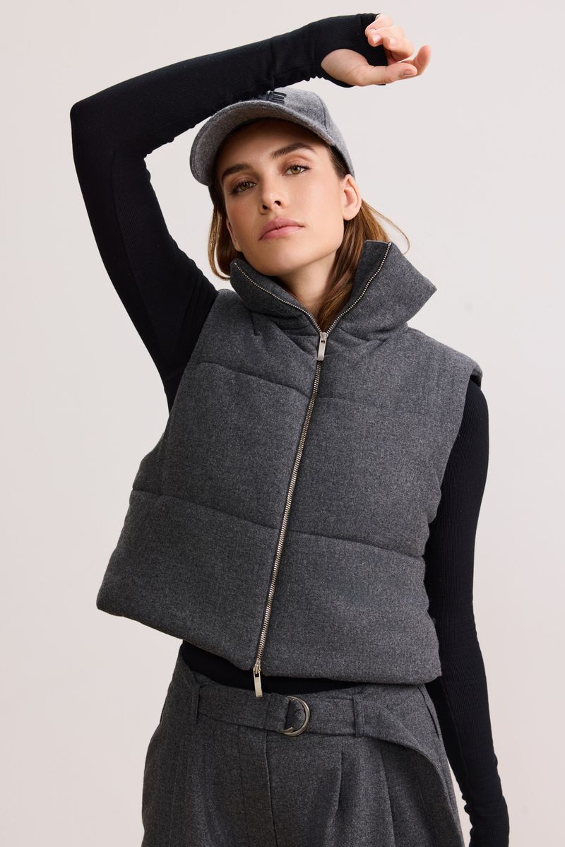 IZZY ZIP UP VEST - DARK GREY