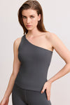 SIENNA SHAPE ONE SHOULDER TOP - DARK GREY