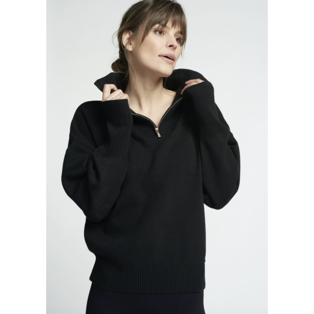 OLLY HALF-ZIP SWEATER - BLACK