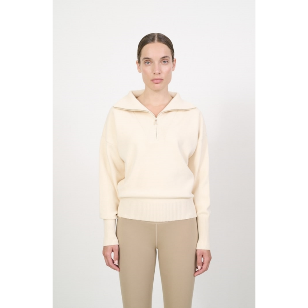 OLLY HALF-ZIP SWEATER - MARSHMELLOW