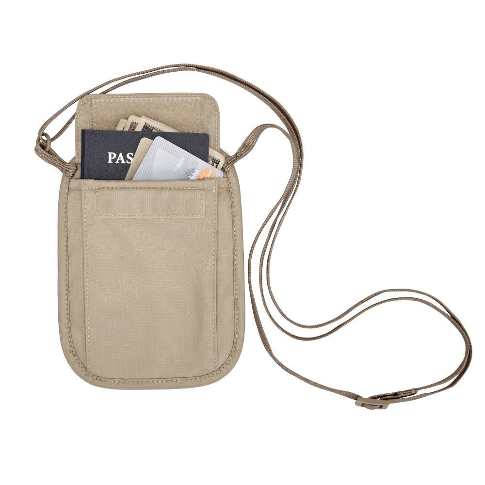 RFID BLOCKER NECK WALLET - TAN