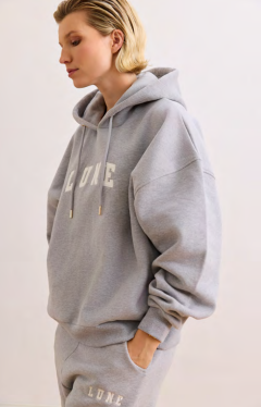 ZOE LOGO HOODIE - GREY MELANGE